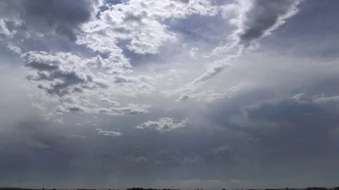 Real-time wide-angle day sky plate with clouds and horizon Stock Footage