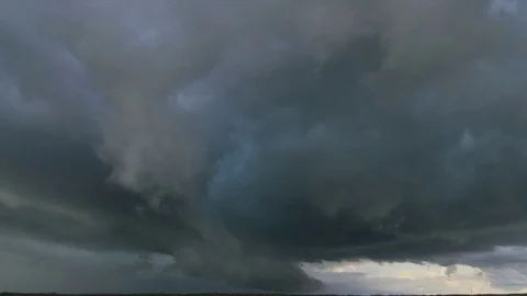 Real-time wide-angle sky plate with storm clouds and horizon Stock Footage 81259643