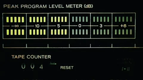 Real VHS capture: a dB power meter indicator for audio cassette tapes with a Stock Footage 305668835