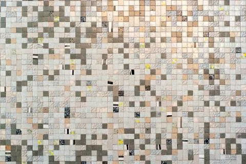 Real wall made of small clear bricks Textured background 写真素材