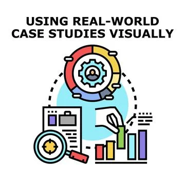 Real world case studies visual analysis development process Stock Illustration