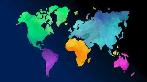 Real world chart concept science designed with each continent painted with Stock-Footage 128349888
