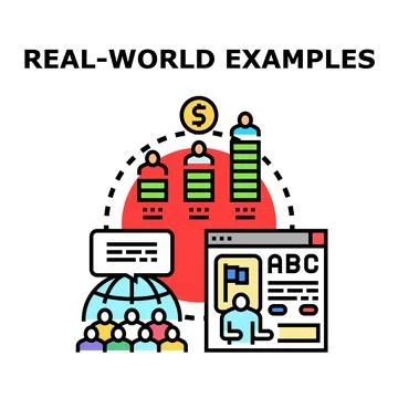 Real world examples illustrating growth and global learning Stock Illustration