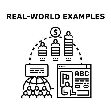 Real world examples illustrating growth and global learning Stock Illustration
