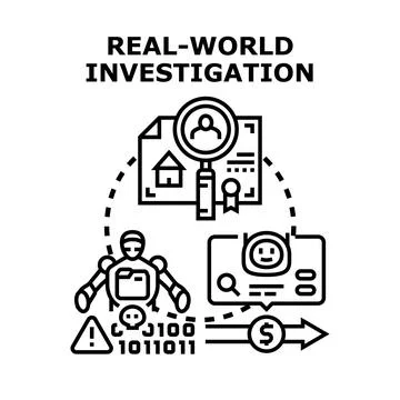 Real world investigation concept analyzing data and security Stock Illustration