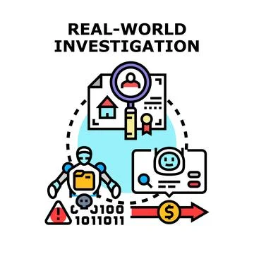 Real world investigation concept analyzing data and security Stock Illustration