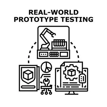 Real world prototype testing and product development process Illustrazione stock