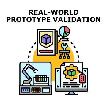 Real world prototype validation experimentation process concept Stock Illustration