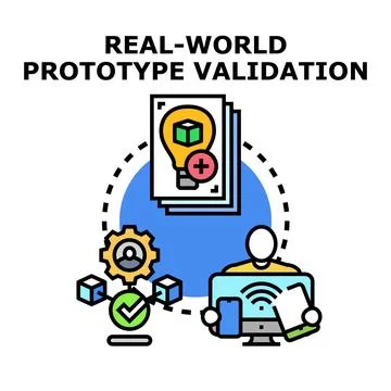 Real world prototype validation process and concept development Stock Illustration