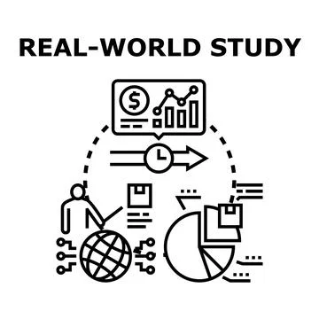 Real world study data analysis statistics concept Stock Illustration