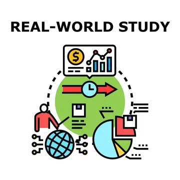 Real world study data analysis statistics concept Stock Illustration