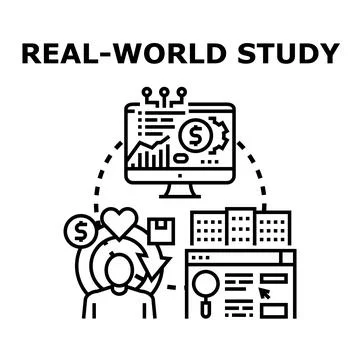 Real world study investigating data analysis and business insights Stock Illustration
