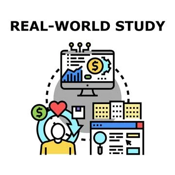 Real world study investigating data analysis and business insights Stock Illustration