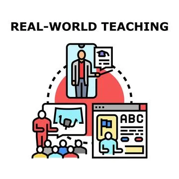 Real world teaching, remote education and classroom learning Stock Illustration