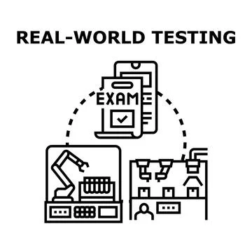 Real world testing process validating product quality Stock Illustration