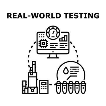 Real world testing scientific research and laboratory experiment concept Stock Illustration