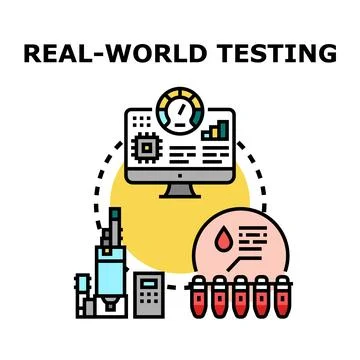 Real world testing scientific research and laboratory experiment concept Stockillustratie