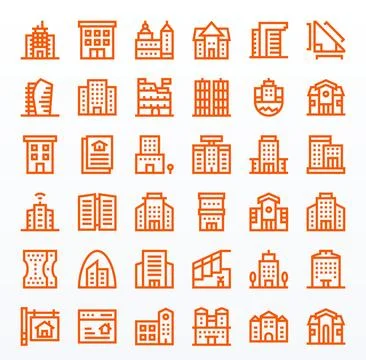 Realestate Complete Vector Package with 36 128x128 Bold Line Pixel Aligned .. Stock-Illustration