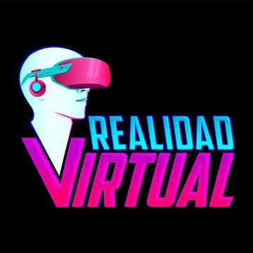 Realidad Virtual, Virtual Reality spanish text, emblem design. Stock Illustration
