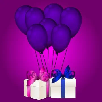Realisic gift box with balloons Stock Illustration