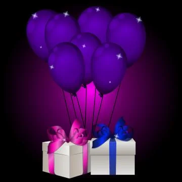 Realisic gift box with balloons Stock Illustration