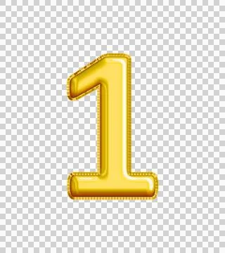 Realistic "1" Isolated Balloon Text Effect. 库存插图