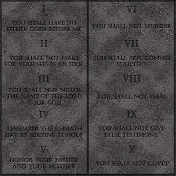 Realistic 10 God commandments writed on stones tablets Stock Illustration