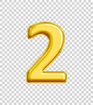 Realistic "2" Isolated Balloon Text Effect. Stock Illustration