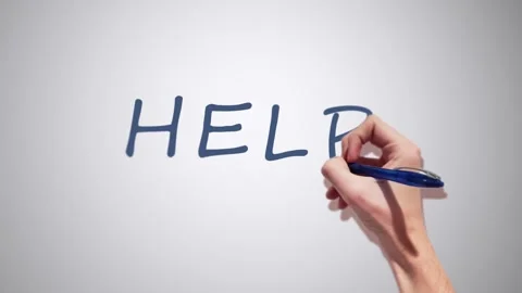 A Realistic 2D had writing Help with a pen on a white background Stock Footage 155221454