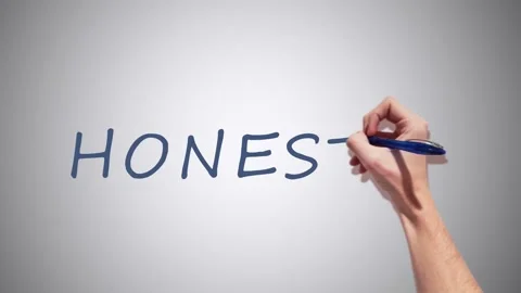 A Realistic 2D had writing Honesty with a pen on a white background Stock Footage 155221437