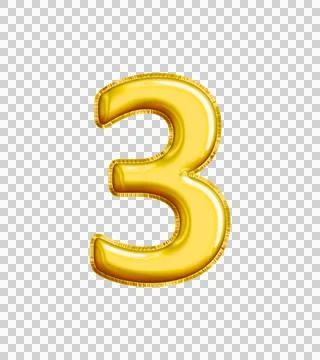 Realistic "3" Isolated Balloon Text Effect. 库存插图