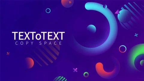 Realistic 3D and flat objects on dark background. Soft light effect, neon shades Illustrazione stock