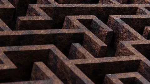 Realistic 3D animation of the ancient rusty metal maze or labyrinth Stock Footage 274835213