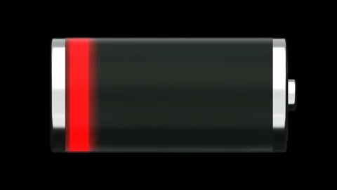 Realistic 3D animation of the blinking low battery. PNG RGBA. Vídeos de archivo 144041723