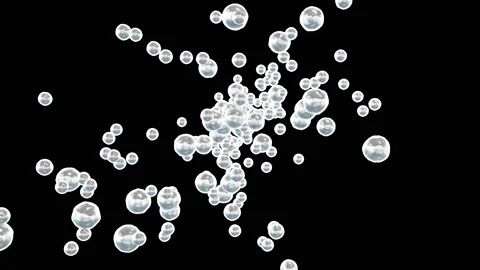 Realistic 3d Animation bubbles explosion toward the camera  Alpha Channel 4k Stock Footage 131674846
