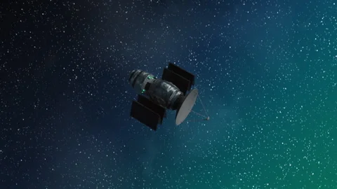 Realistic 3D Animation of Satellite Deploying Solar Arrays in Orbit Stock-Footage 318226016