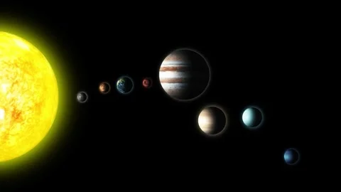 Realistic 3d Animation of the solar system with planets aligned in a row Stock Footage 317856863