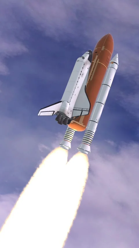 Realistic 3D Animation of Space Shuttle Launching over earths atmosphere. Stock Footage 312517318