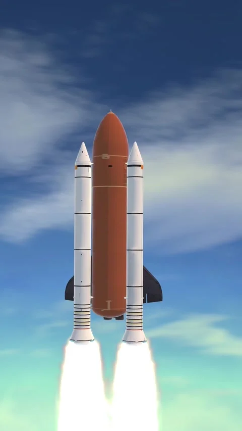 Realistic 3D Animation of Space Shuttle Launching over earths atmosphere. Stock Footage 312517338