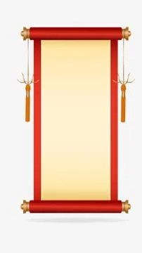 Realistic 3D Asian scroll with two cords located on the sides Illustrazione stock
