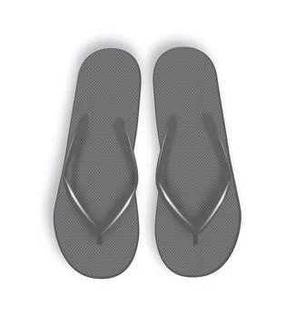 Realistic 3d black Blank Empty Flip Flop Closeup Isolated on White Background Stock Illustration