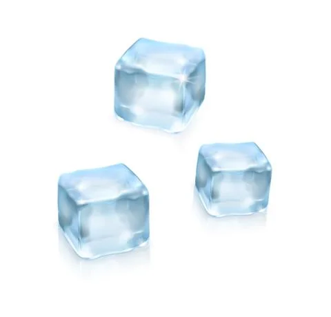 Realistic 3D Blue Ice Cubes Set Stock Illustration