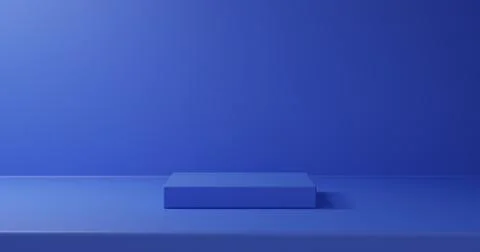Realistic 3D blue round corner cube pedestal or stand podium 8K JPEG Stock Illustration