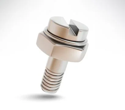 Realistic 3D bolt and nut vector illustration. Stock Illustration