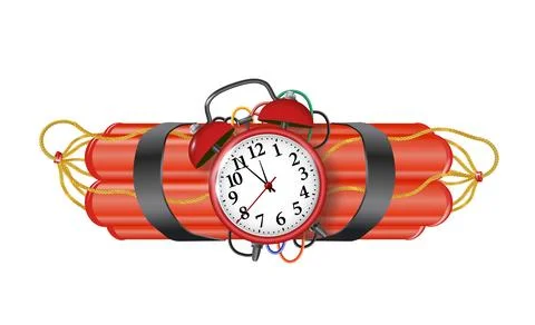 Realistic 3d bomb dynamite sticks with burning fuse. Vector イラスト素材