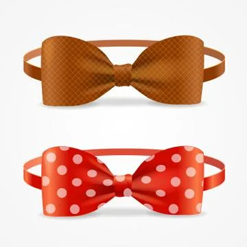 Realistic 3d Bow Tie Set. Vector Stock Illustration