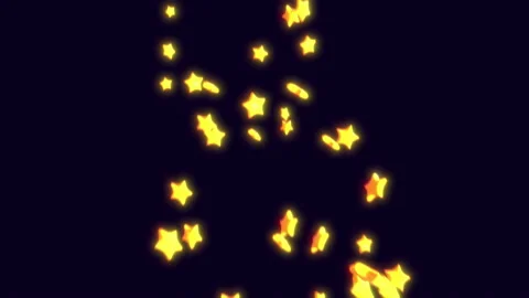 Realistic 3d cartoon yellow stars flying and rotated on black background Stock Footage 120063353