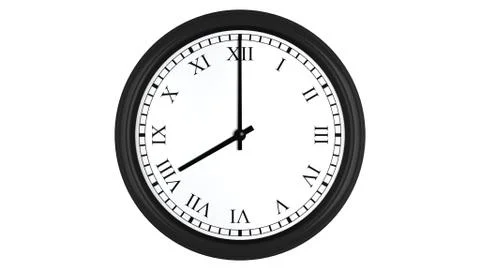 Realistic 3D clock with Roman numerals set at 8 o'clock Stock Illustration