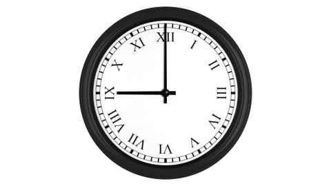 Realistic 3D clock with Roman numerals set at 9 o'clock Stock Illustration