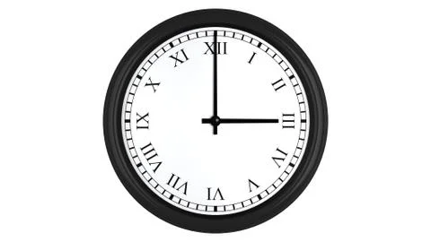 Realistic 3D clock with Roman numerals set at 3 o'clock Stock Illustration
